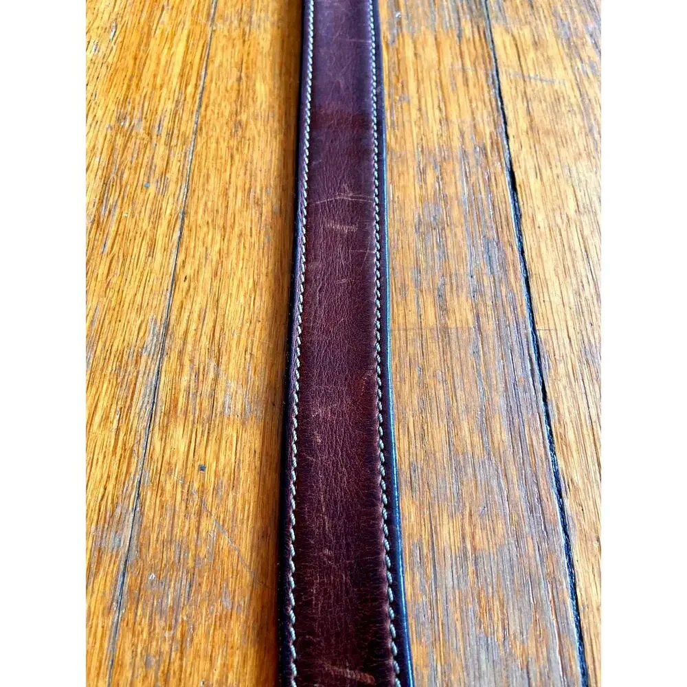 ALLEN EDMONDS Distressed Brown Leather Belt w/Stitch Accent sz 52